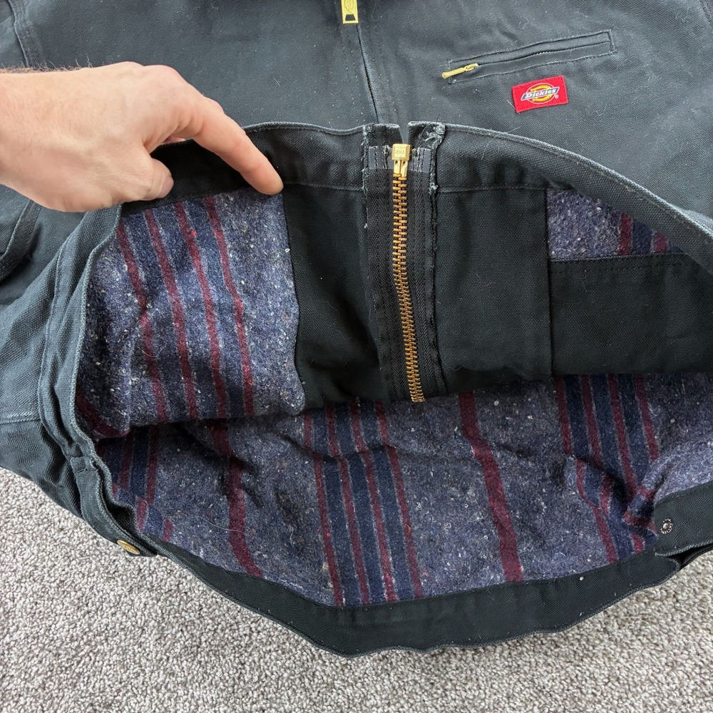 Vintage Dickies Eisenhower Detroit Jacket Mens 2XL Black Canvas Blanket Lined - Picture 4 of 6